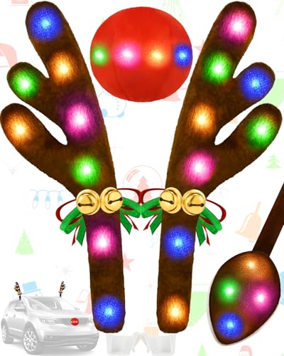 Christmas Reindeer Antlers Car Decoration Kit IP44 Waterproof LED Lights Multicolor B3120
