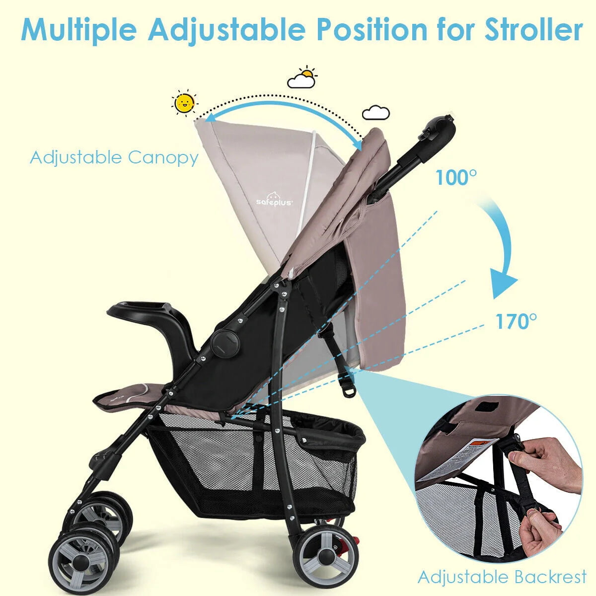 Foldable Lightweight Baby Stroller Pushchair W3110