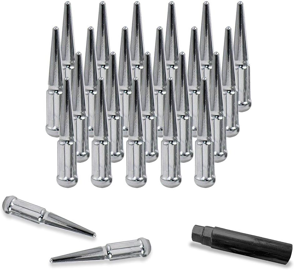 Chrome Solid Steel Spike Wheel Lug Nuts (24pcs) Q868937
