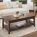 Espresso Wood Coffee Table with Storage Shelf H5400