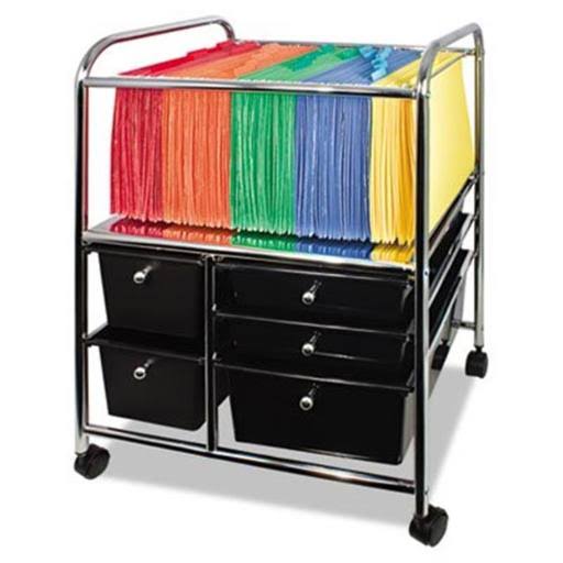 Black File Cart with Five Storage Drawers R602906