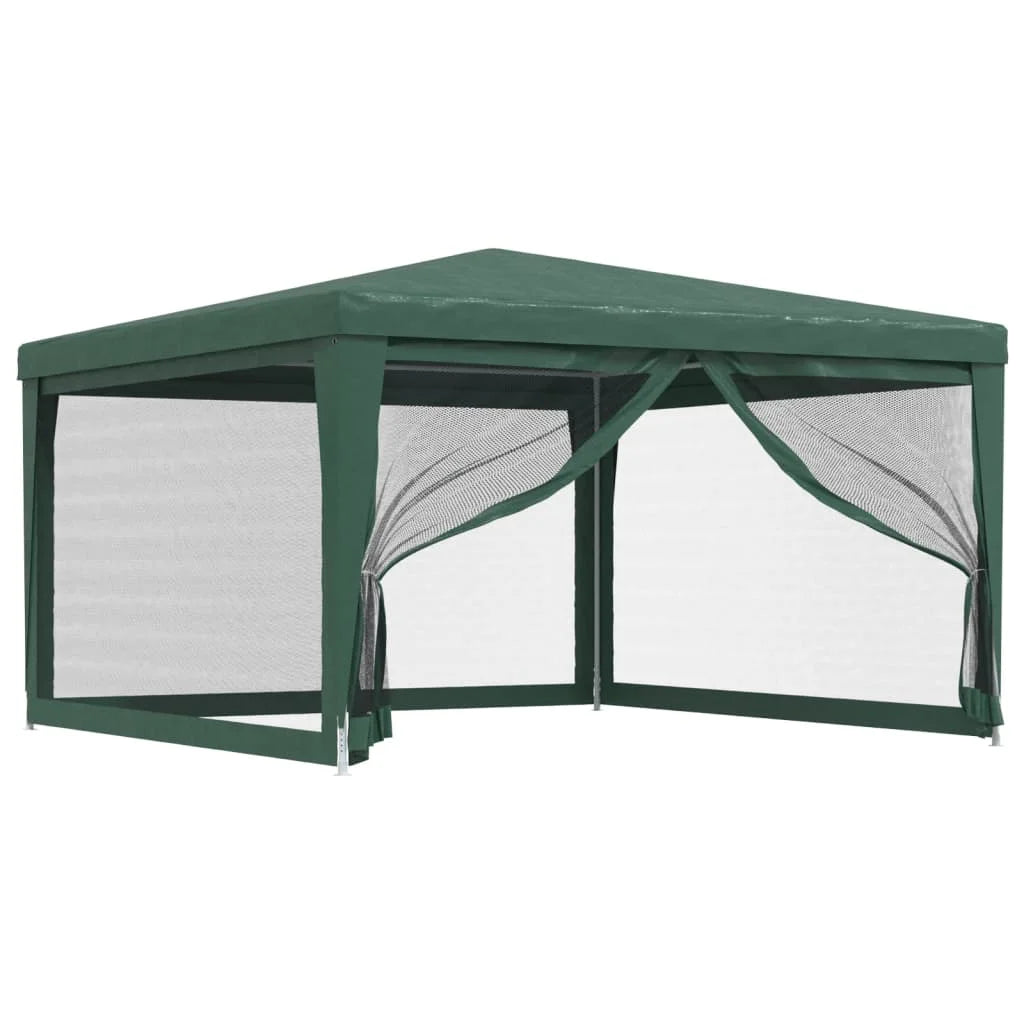 Green 13.1'x13.1' HDPE Party Tent with 4 Mesh Sidewalls E29566
