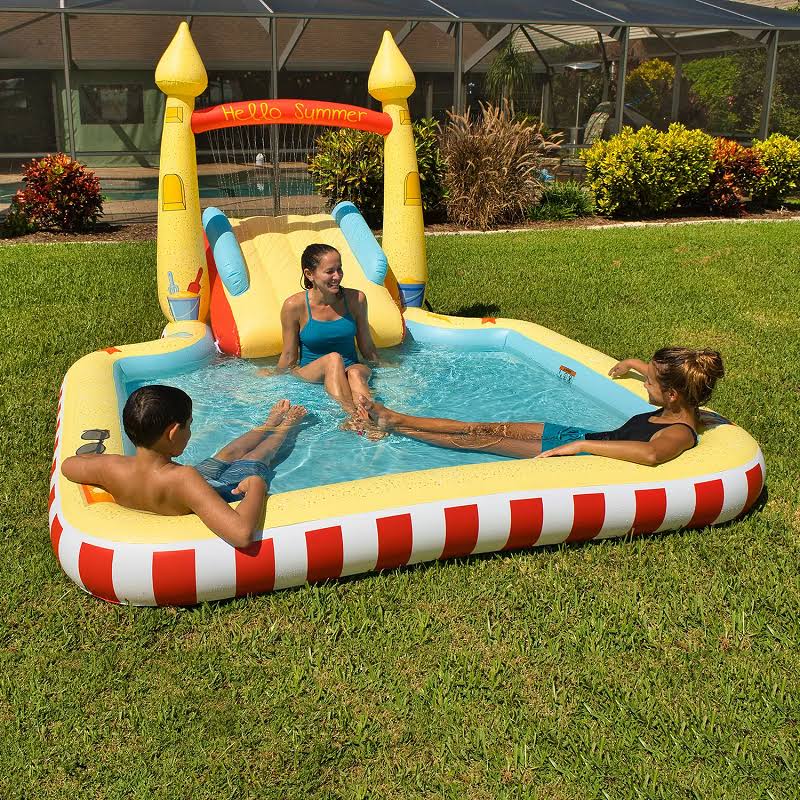 Inflatable Pool with Sprinkler Arch Over 5 ft Tall Y362