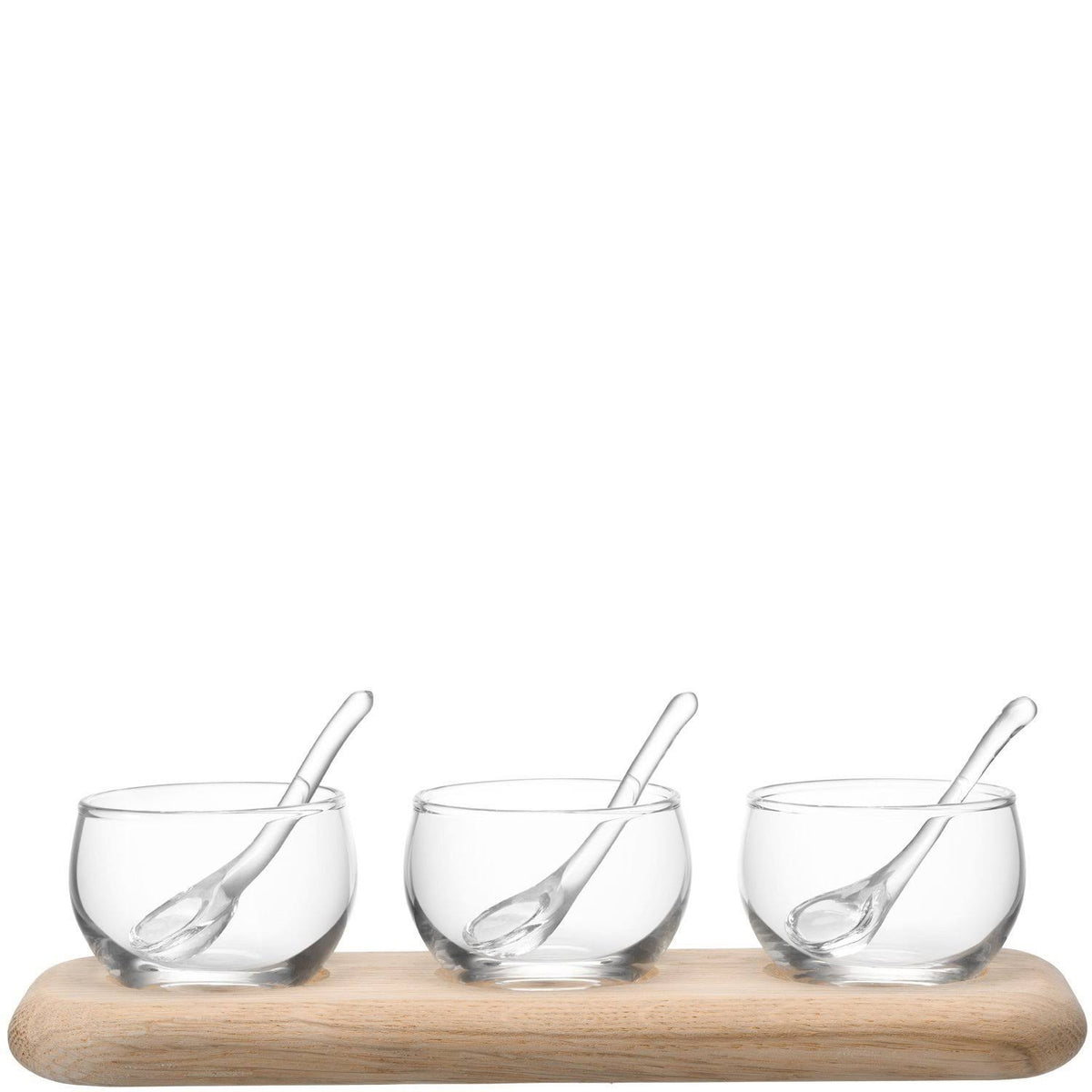 Clear Condiment Set with Oak Base 25.5cm J85611