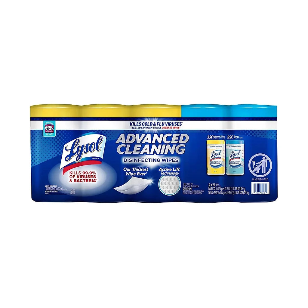 Advanced Cleaning Disinfecting Wipes Variety Pack, Pack Of 360 Wipes L569