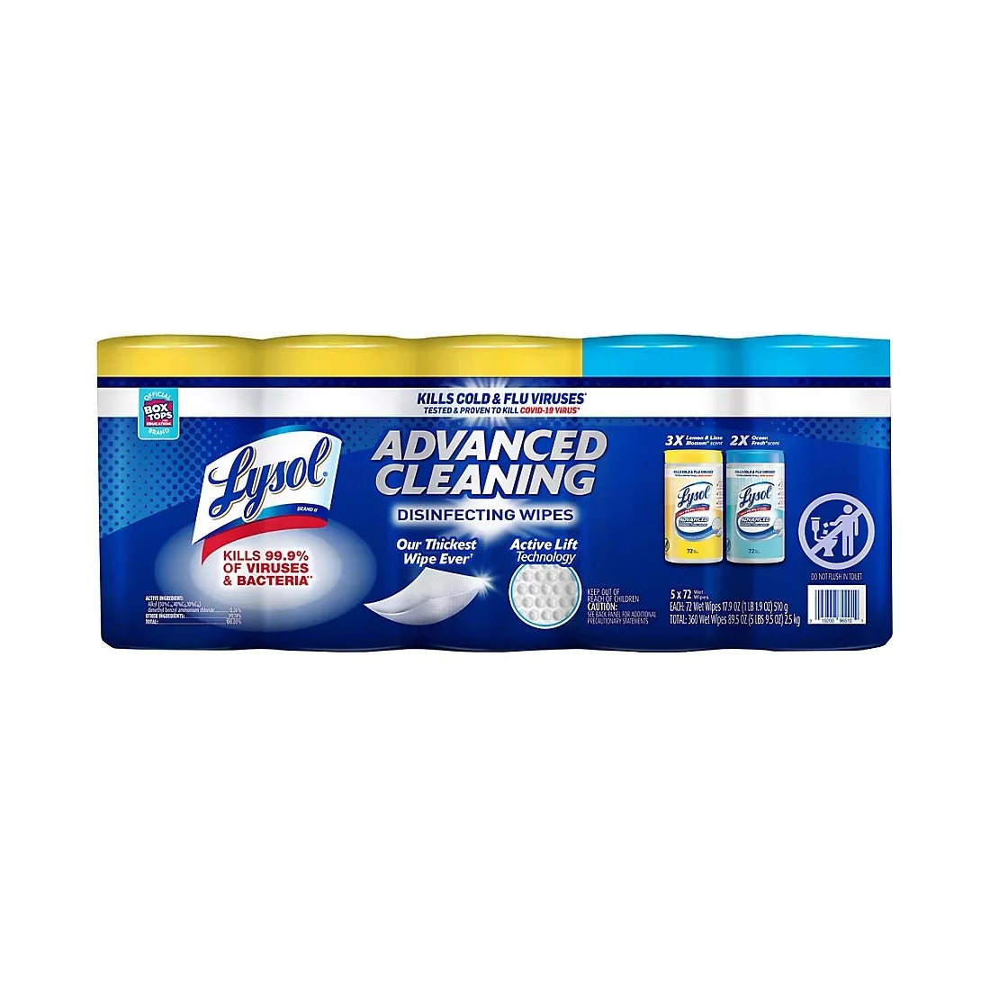 Advanced Cleaning Disinfecting Wipes Variety Pack, Pack Of 360 Wipes L569