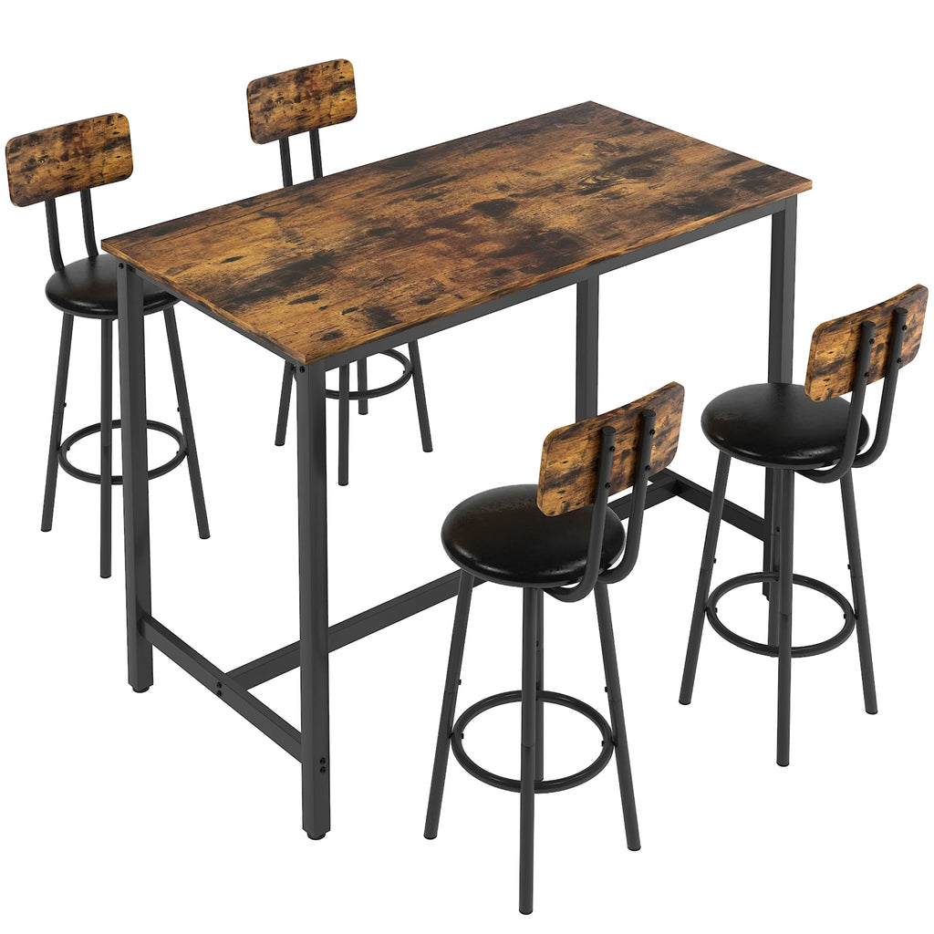 5 Piece Bar Height Dining Table Set with Upholstered Stools B229380