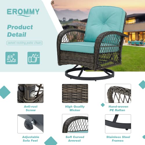 3 Pieces Wicker Patio Bistro Set with Rocking Chair and Glass Coffee Table L167363