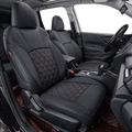 Black/Red Leatherette Full Set Car Seat Covers Y2771