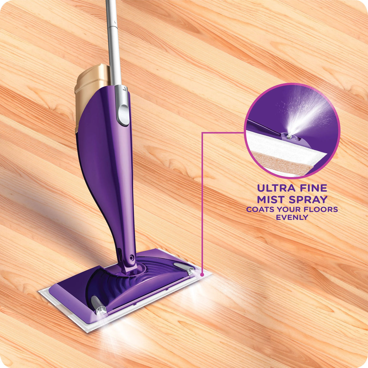 Wood Mop Starter Kit (1 Mop, 5 Pads, 1 Floor Cleaning Solution) B1777