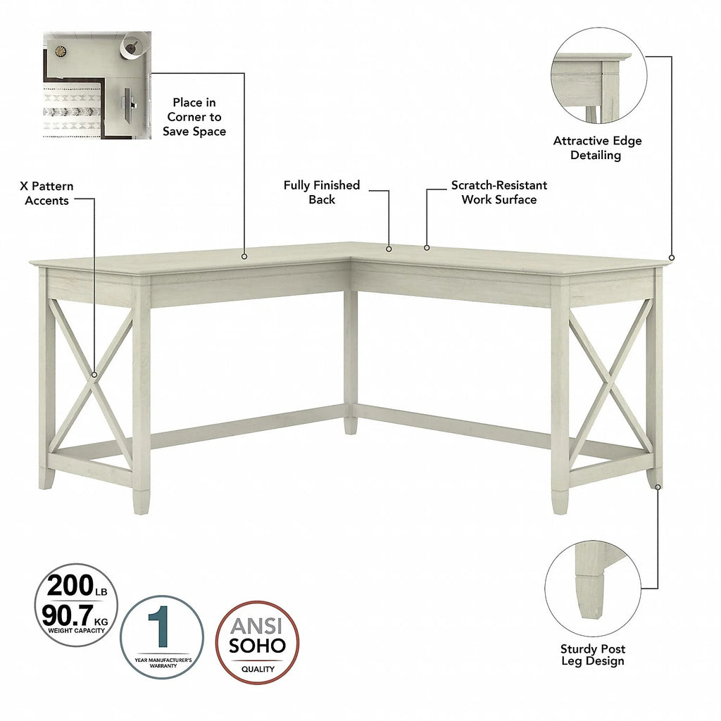 White Oak L-Shaped Desk and Chair Set A51672