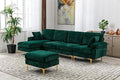 Purple 114 Inch Fabric Upholstered Modular Sectional Sofa with Chaise Lounge Ottoman and 2 Pillows Q945