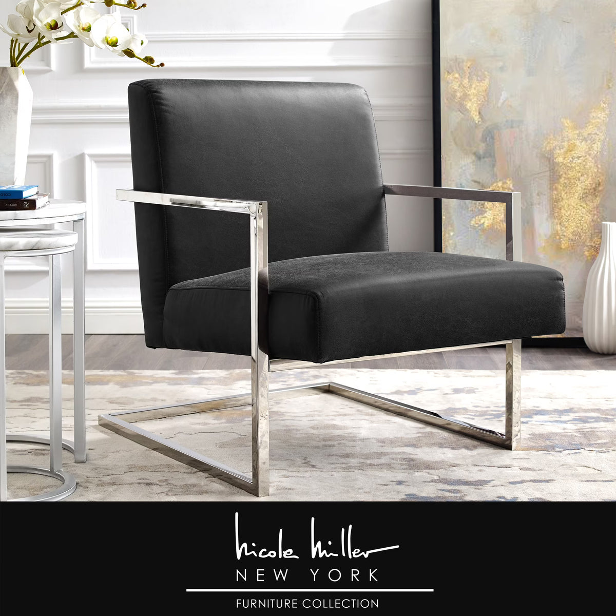 Charcoal PU Leather Accent Chair A8178