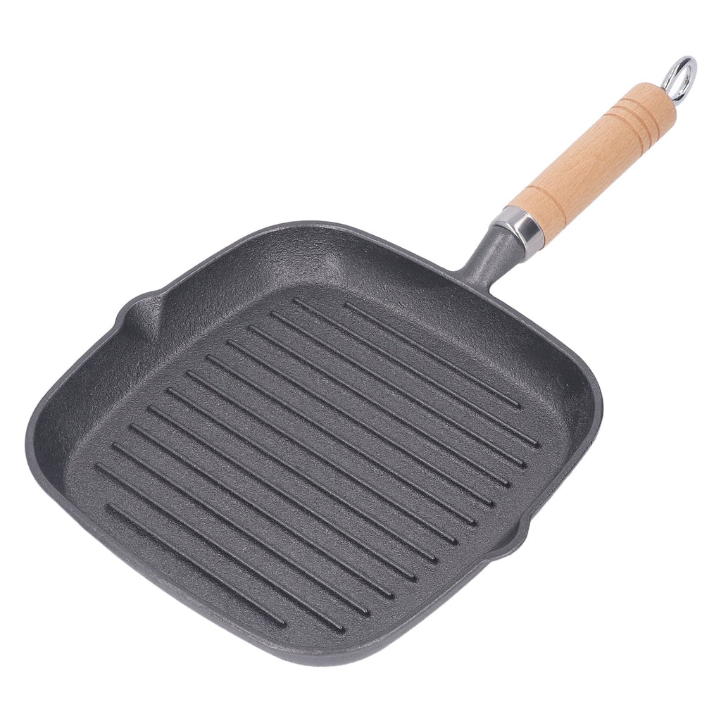 Cast Iron Grill Pan with Wooden Handle W984