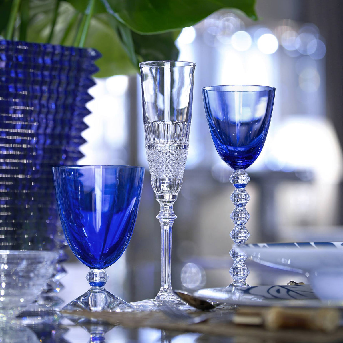 Blue Wine Glass Set of 2 J945