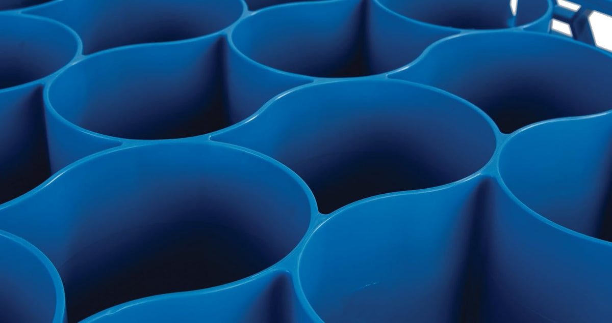 20 Compartment Glass Rack with 1 Extender, Blue (Pack of 4) Z412366