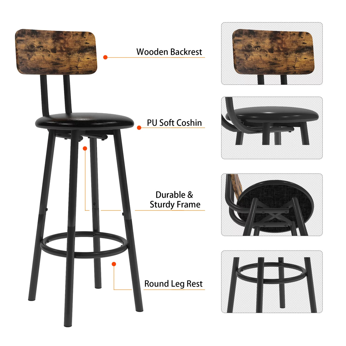 5 Piece Bar Height Dining Table Set with Upholstered Stools B229380