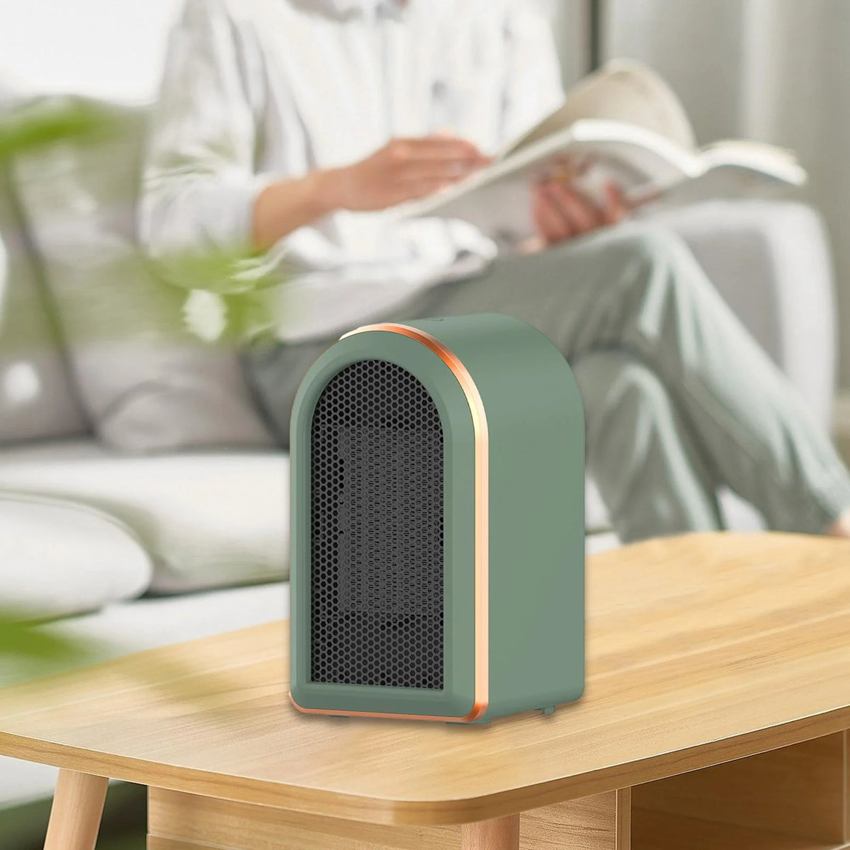Green Mini Heater Fan with Tip Over Protection U307