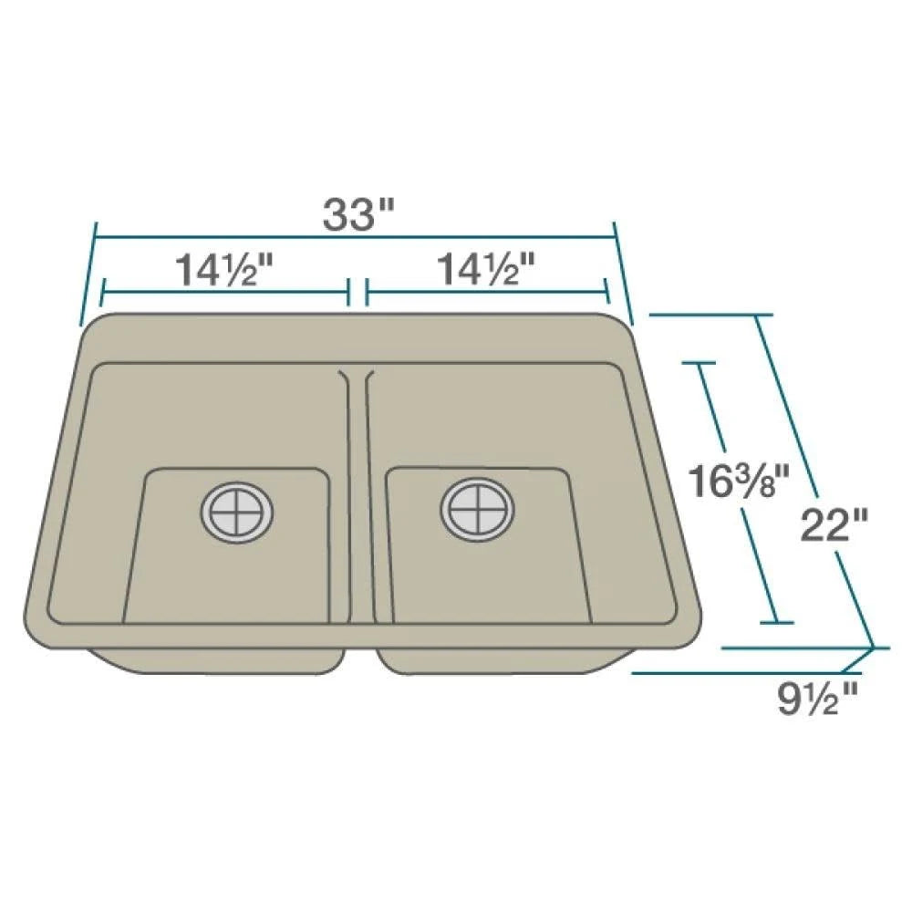 Quartz Granite Double Basin Drop-In Kitchen Sink with Basket Strainers Y30421