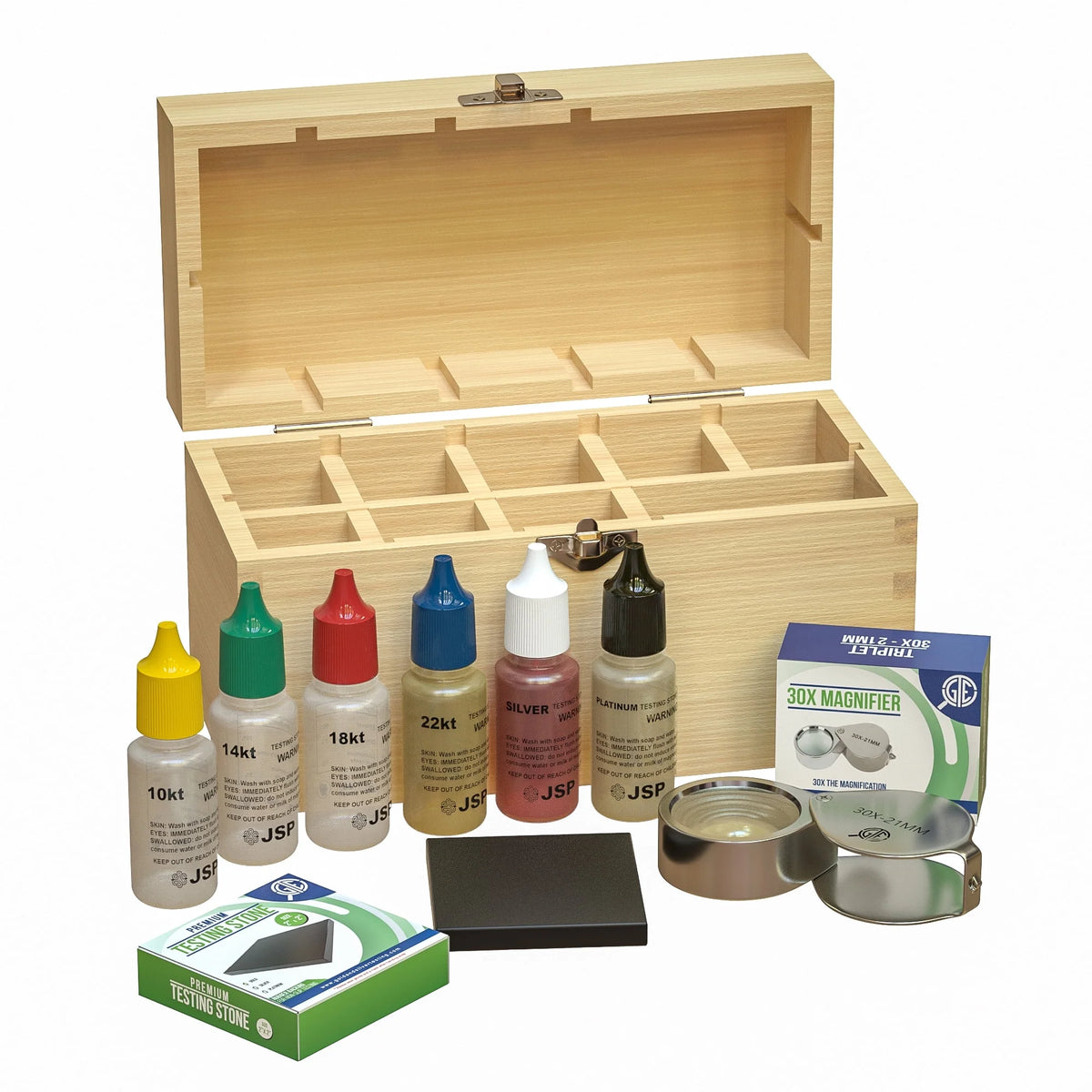 Jewelry Test Kit with Storage Box for 10K 14K 18K 22K 24K Sterling Precious Metals W79912