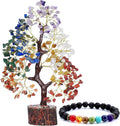 Gemstone Crystal Bonsai Tree with Chakra Bracelet Q5099