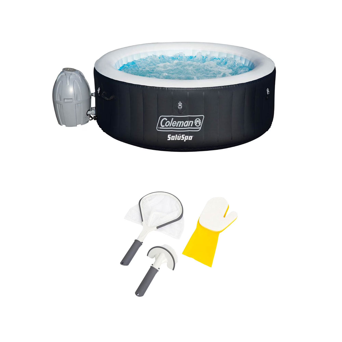 4 Person Inflatable Hot Tub with 3 Piece Cleaning Tool Set K303074