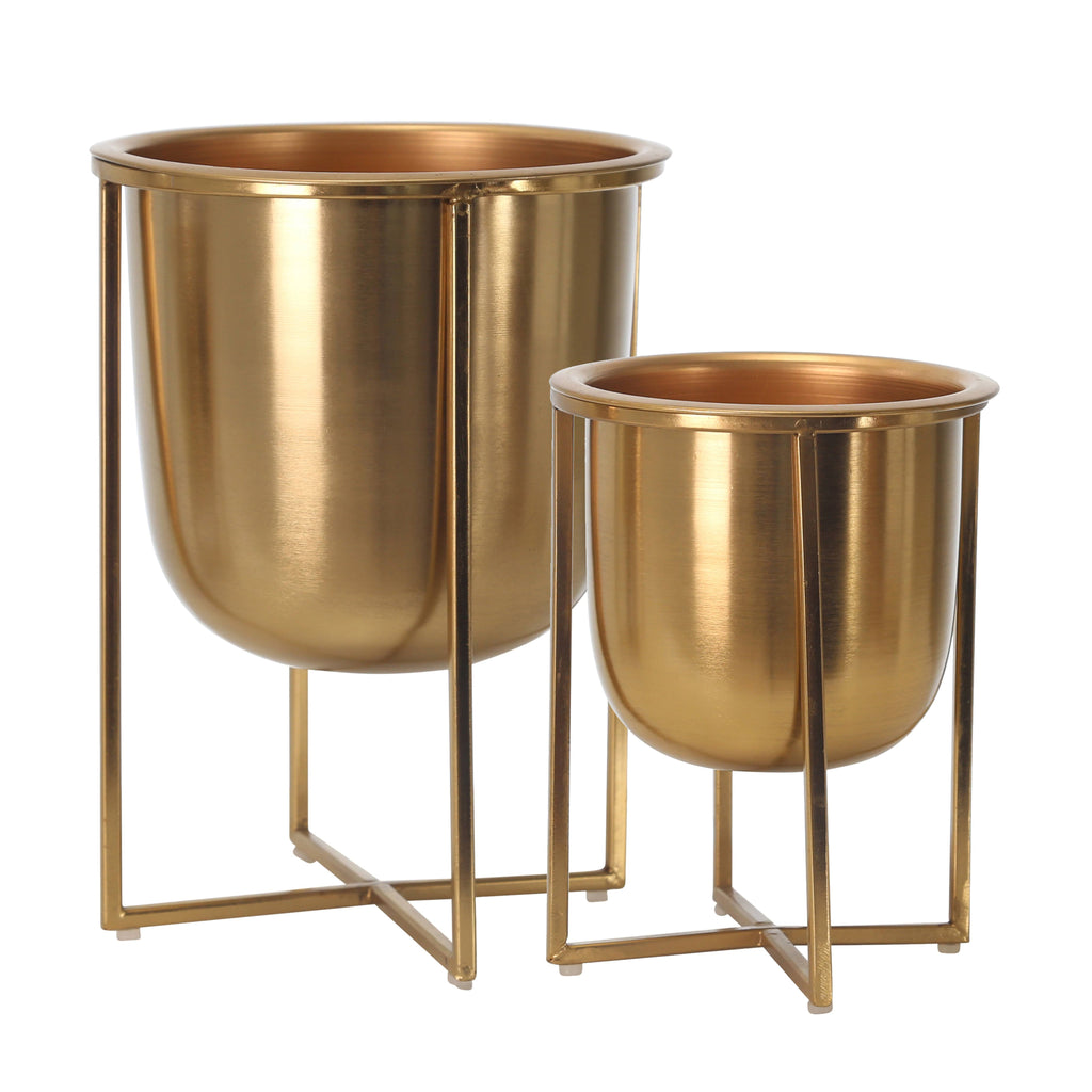Gold Metal Frame Glass Planter Set of 2 R86535