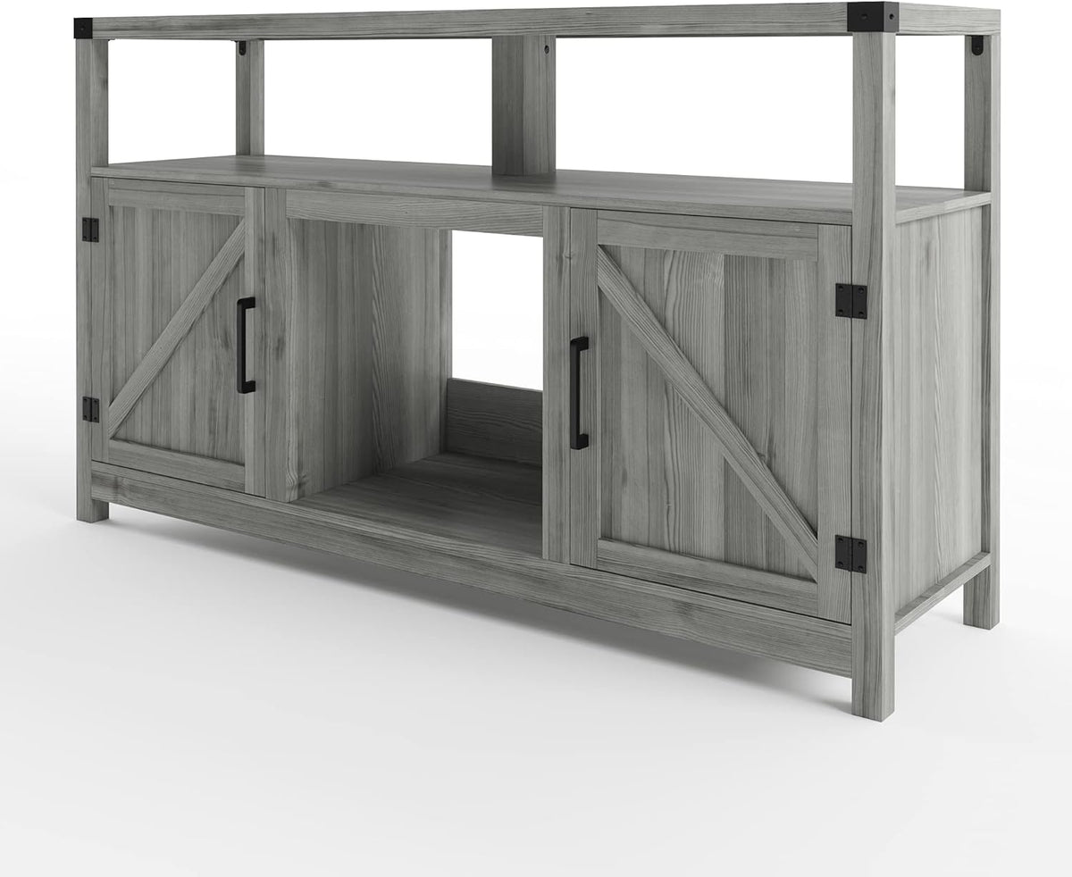 Farmhouse TV Stand with 2 Cabinets and Fireplace T27284
