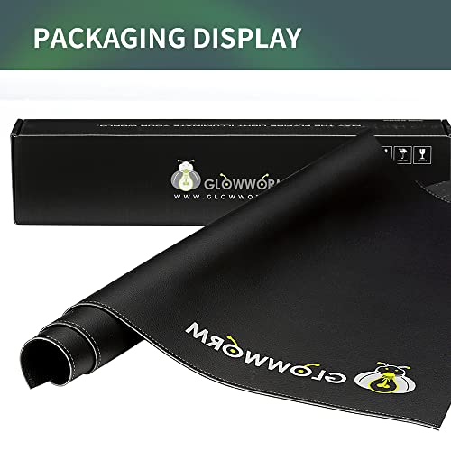 Black Non-Slip Waterproof Pu Leather Desk Pad 23.6in*15.7in S32615