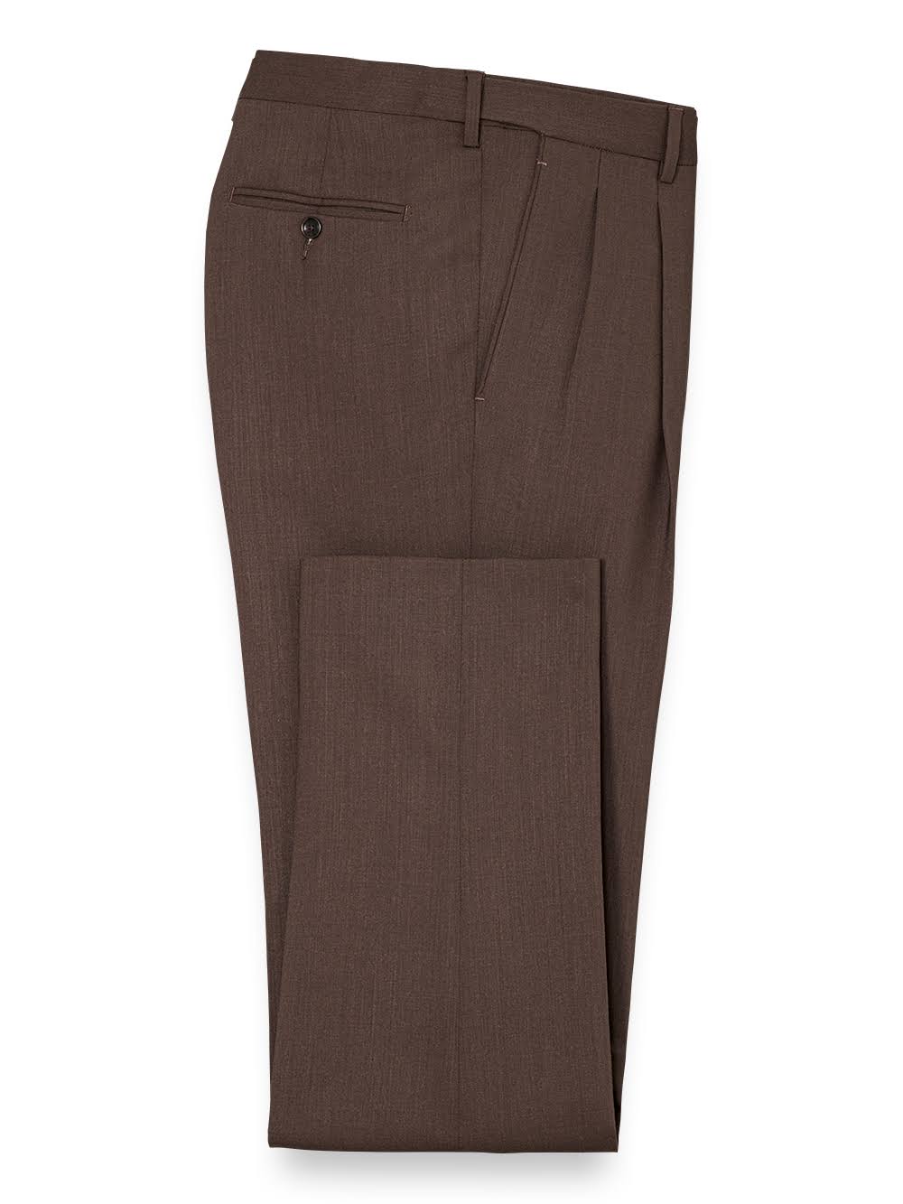 Tailored Fit Solid Brown Wool Suit U813540
