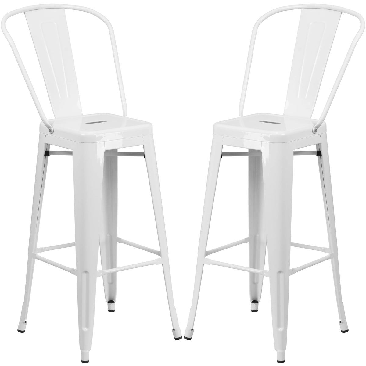 White Metal Barstool 2 Stools X57403