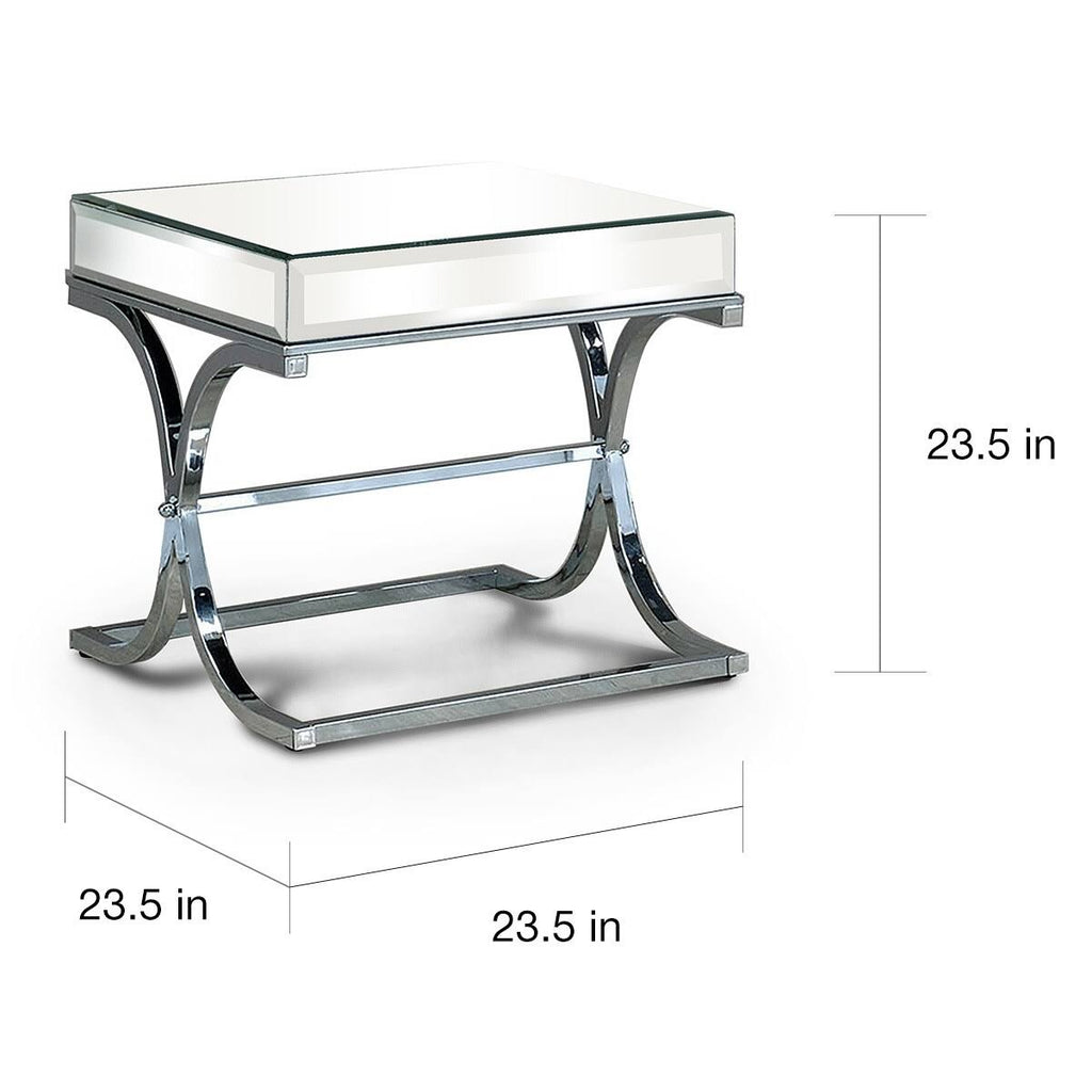 Chrome Metal Square End Table J582