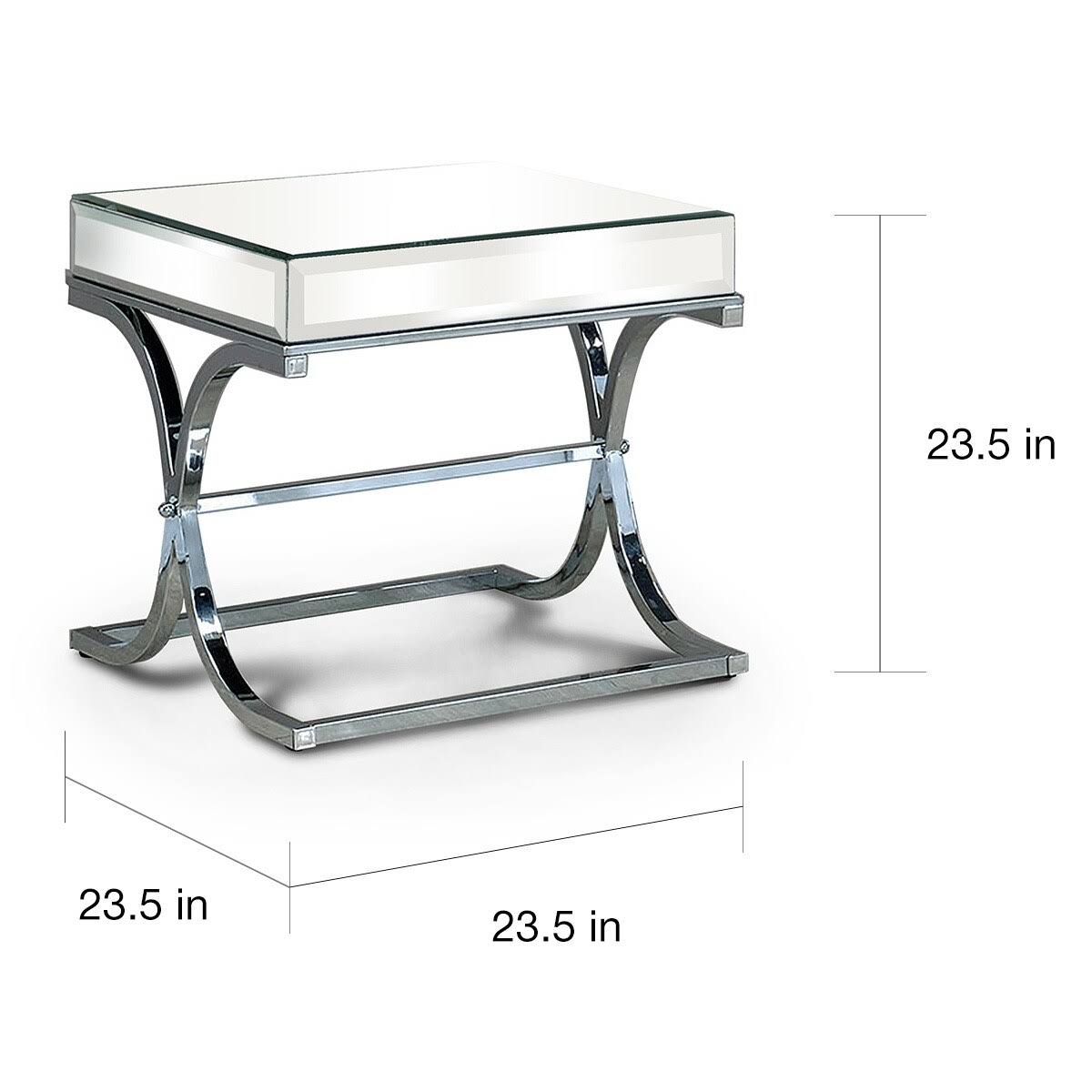 Chrome Metal Square End Table J582