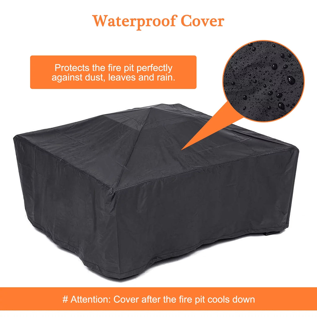 32 inch Square Metal Fire Pit Table with Cover T831383