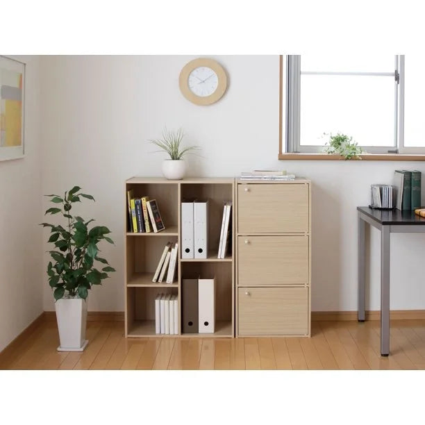 Light Brown 5-Compartment Wood Bookcase Storage Shelf E325