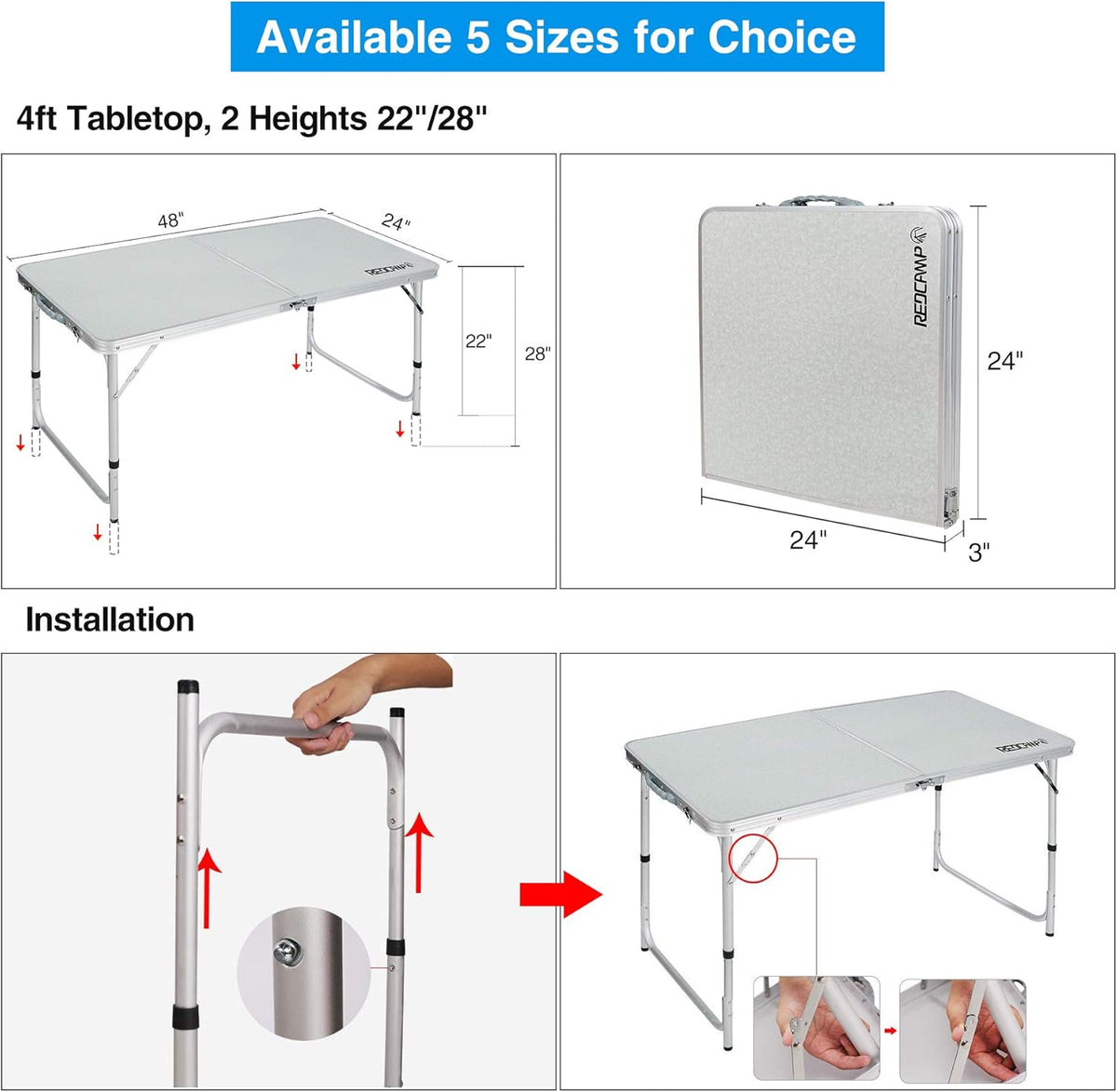 Folding Camping Table, 3ft Portable Aluminum Outdoor Table L279323