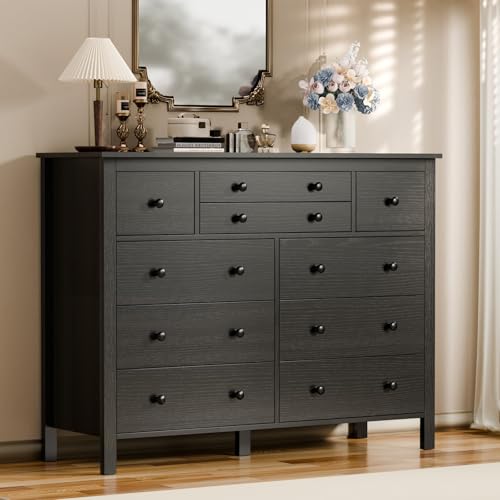 Black 10 Drawer Wood Dresser L12254