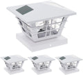 White 4 Pack Solar Powered Post Cap Light with 4x4 Base Adapter L330350