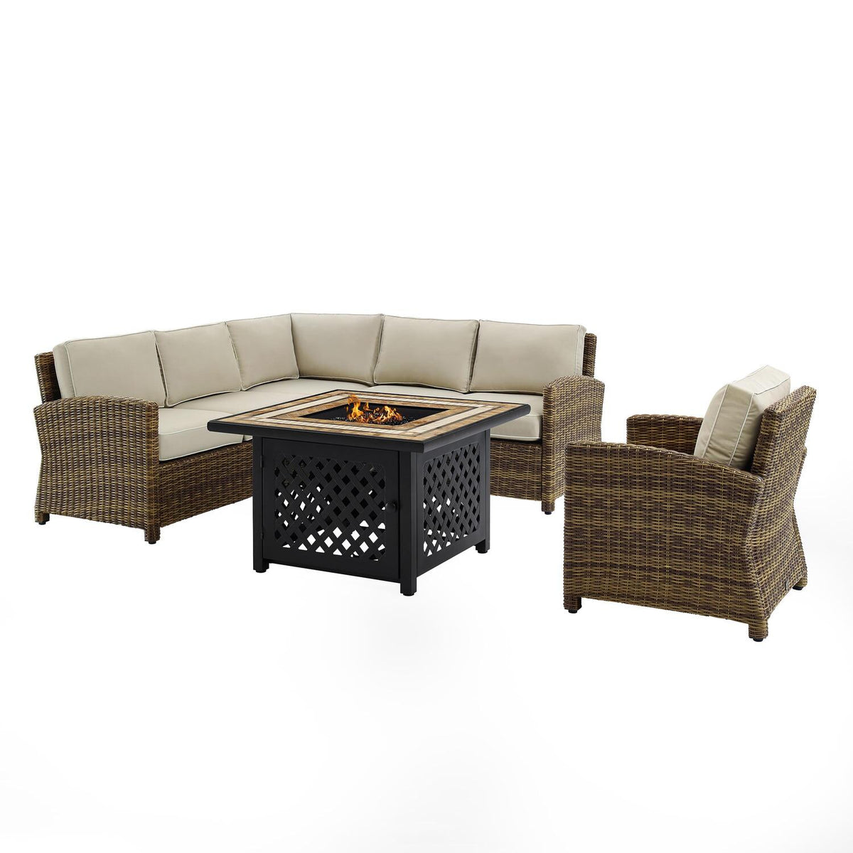 5Pc Outdoor Wicker Sectional Set Sangria/Weathered Brown K58024