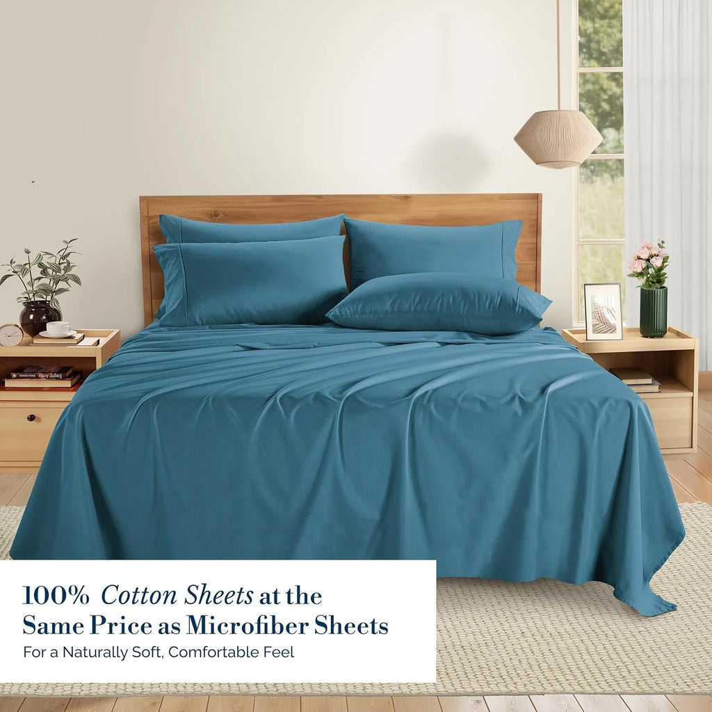 Blue Heaven 6 Piece 100% Cotton Percale Sheet Set F6613