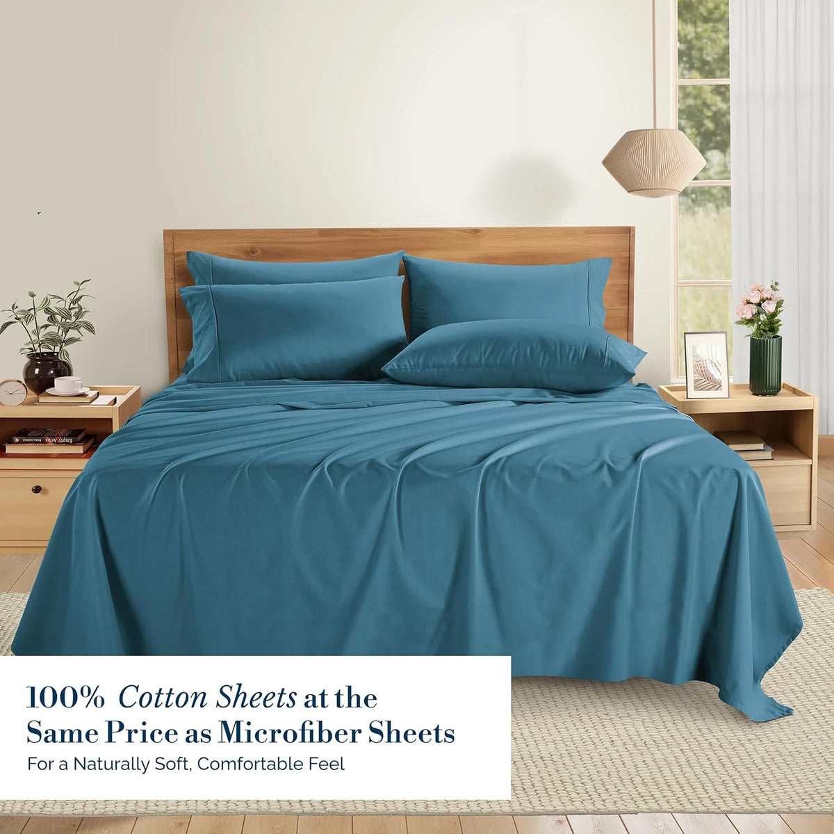 Blue Heaven 6 Piece 100% Cotton Percale Sheet Set F6613