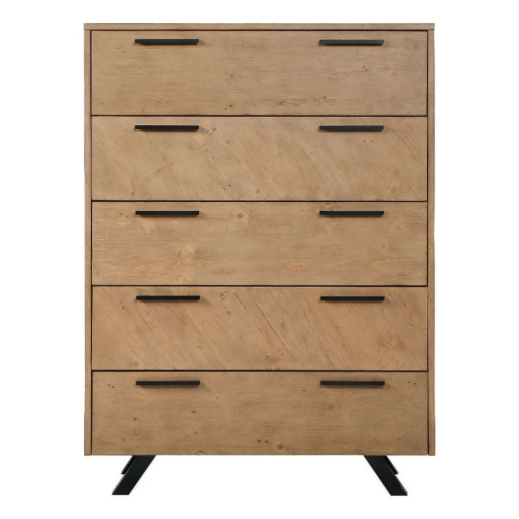 Light Honey Brown 5-drawer Rectangular Chest I93488