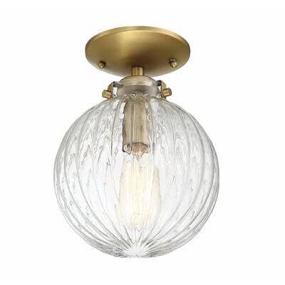 Natural Brass Semi Flush Mount Light Fixture E641