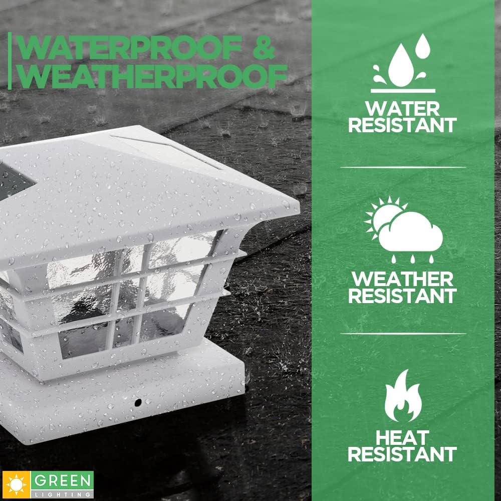 White 4 Pack Solar Powered Post Cap Light with 4x4 Base Adapter L330350