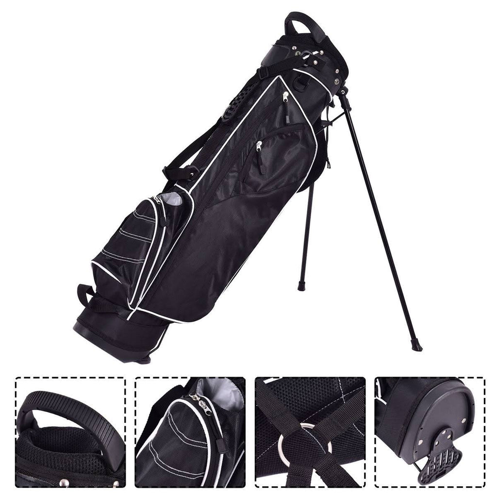 Black Golf Stand Cart Bag with 4 Way Divider T6317