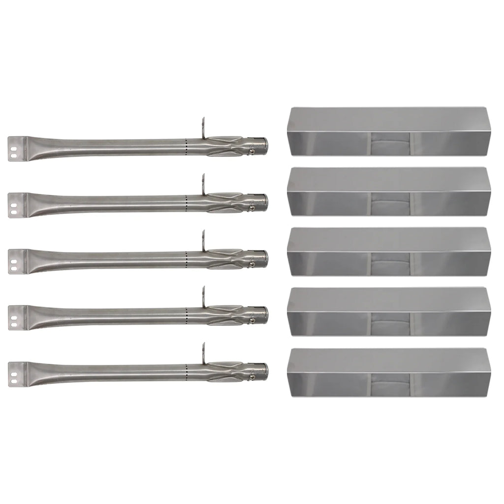 5-Pack Stainless Steel BBQ Gas Grill Tube Burner & Heat Shield Plate Replacement Parts K220
