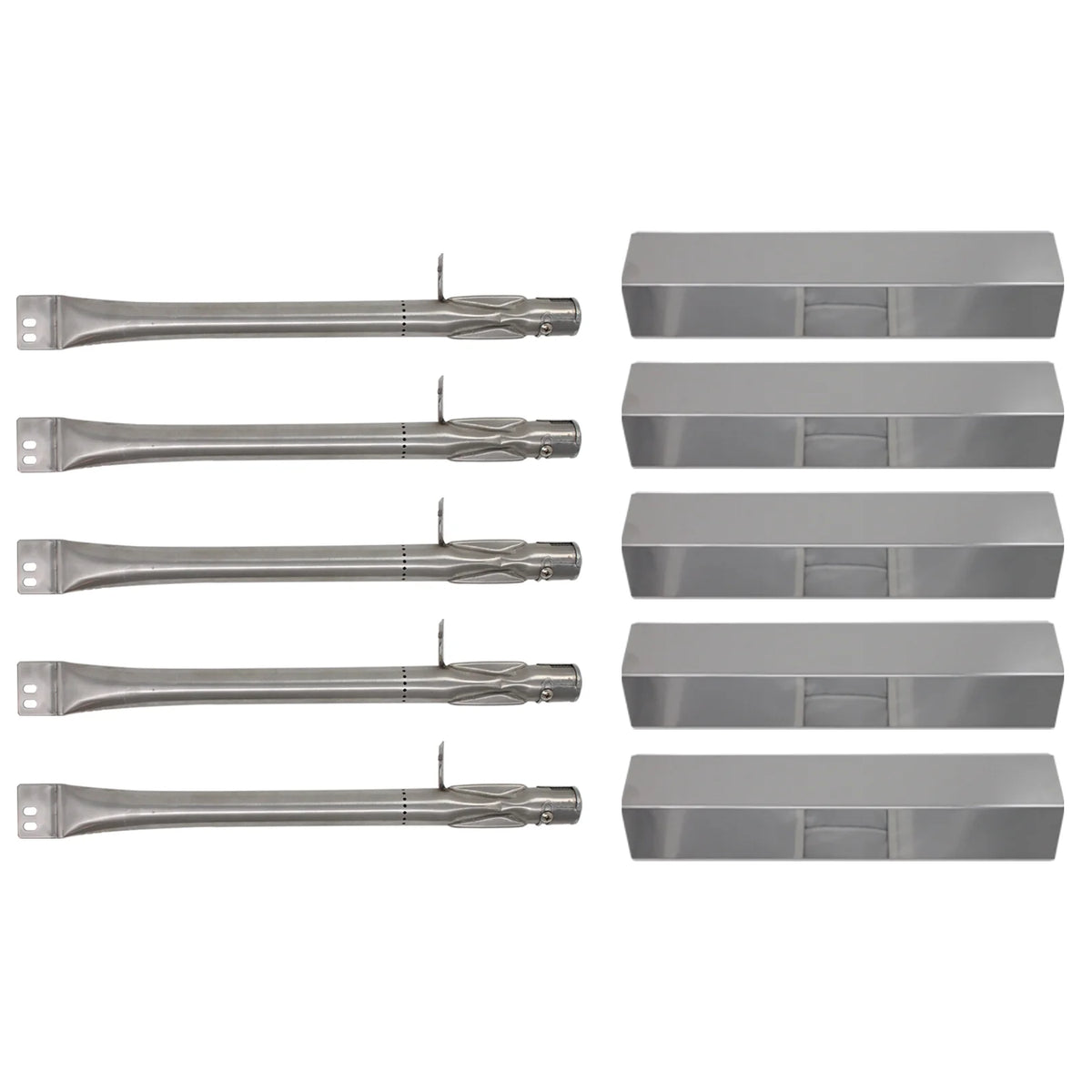 5-Pack Stainless Steel BBQ Gas Grill Tube Burner & Heat Shield Plate Replacement Parts K220