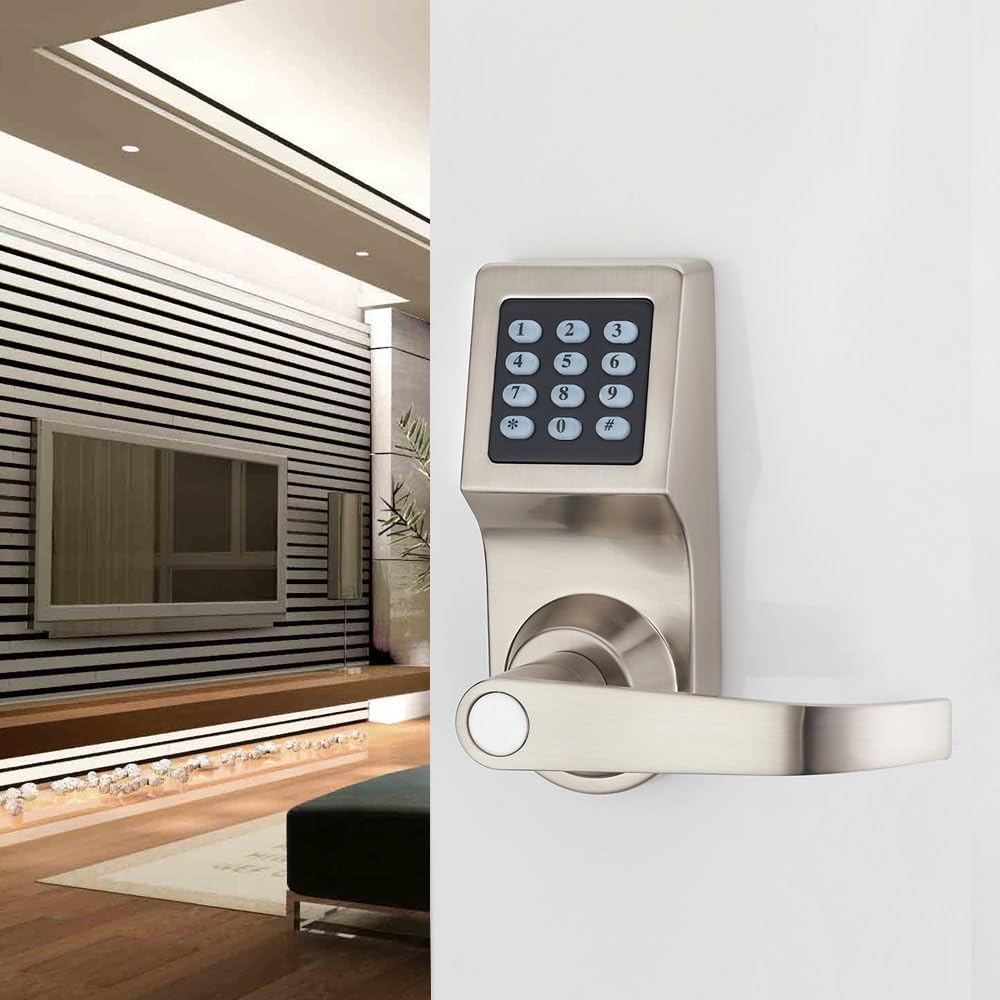 Digital Door Lock with Remote Control, Code and Key D12629