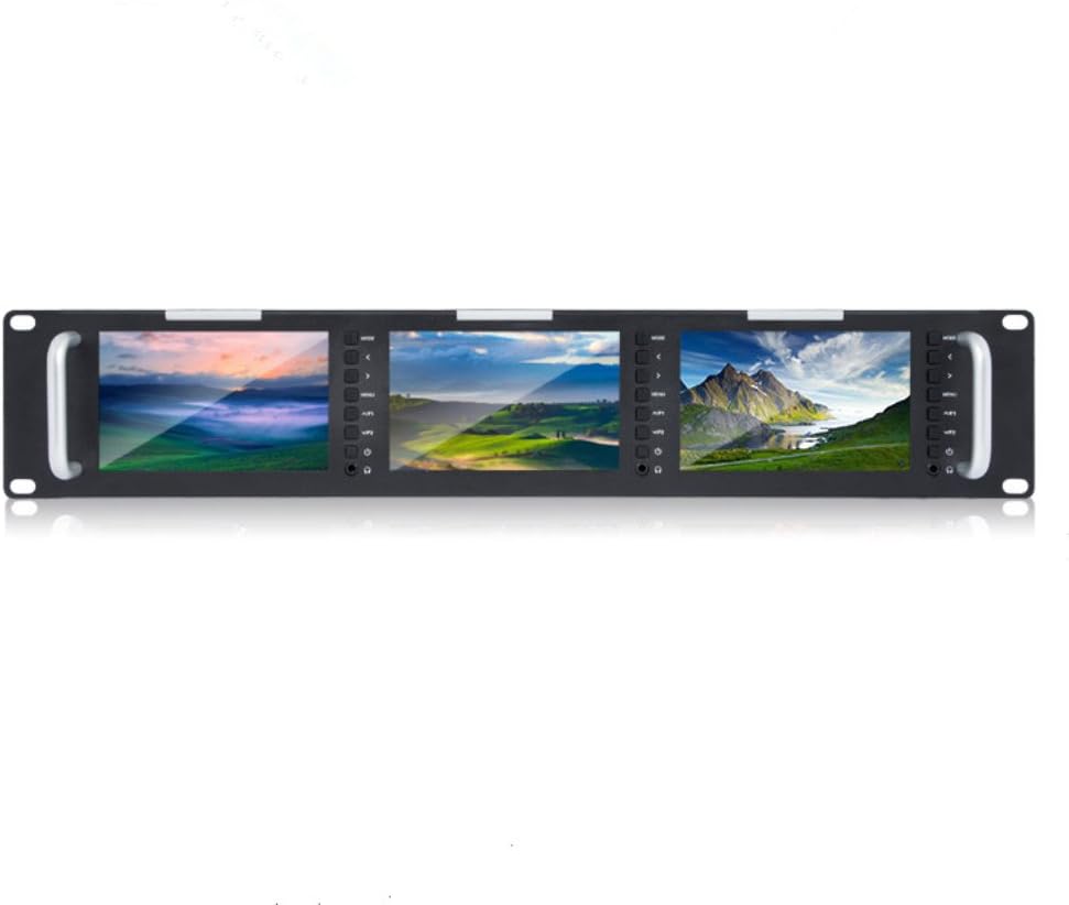 Triple 5 Inch 2RU 800×480 Broadcast LCD Rack Mount Monitor with 3G-SDI, HDMI, AV Input and Output B509