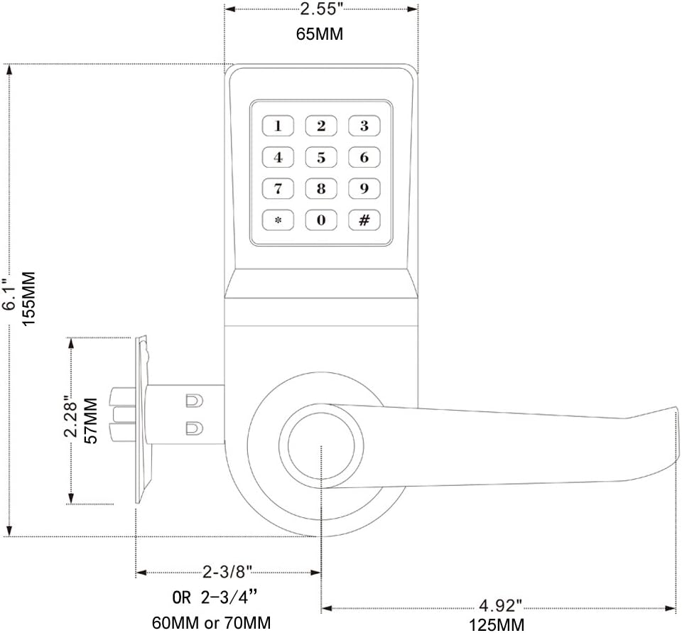 Digital Door Lock with Remote Control, Code and Key D12629